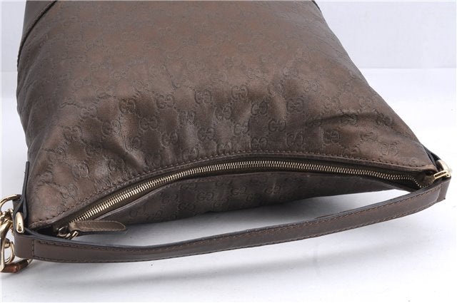 Authentic GUCCI Guccissima Heart Bit Shoulder Bag GG Leather 269958 Brown 2830E