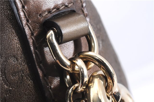 Authentic GUCCI Guccissima Heart Bit Shoulder Bag GG Leather 269958 Brown 2830E