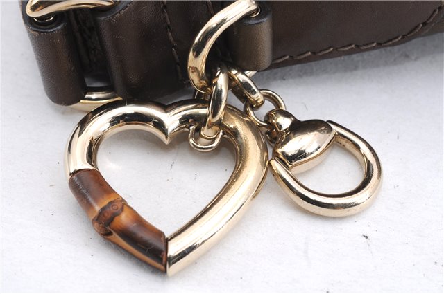 Authentic GUCCI Guccissima Heart Bit Shoulder Bag GG Leather 269958 Brown 2830E