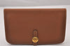 Authentic HERMES Dogon GM Leather Long Wallet Purse Brown 2830I