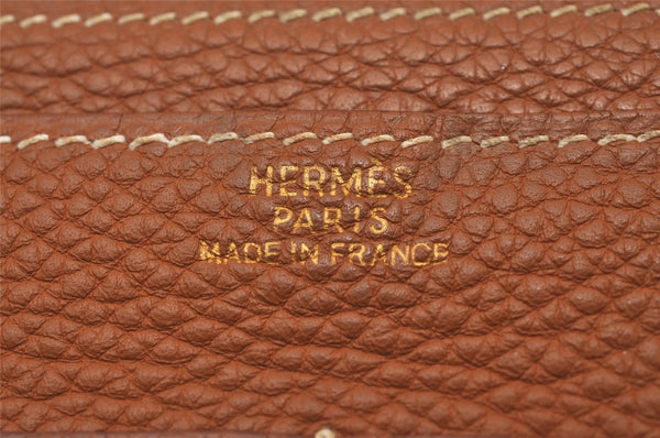 Authentic HERMES Dogon GM Leather Long Wallet Purse Brown 2830I