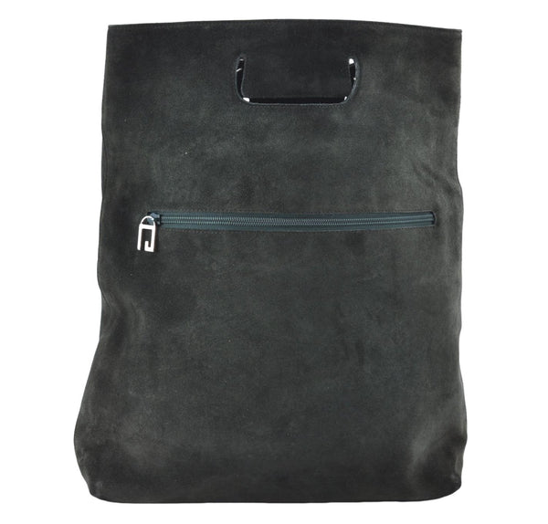 Authentic GUCCI Vintage Tote Hand Bag Suede Leather Green Junk 2831E