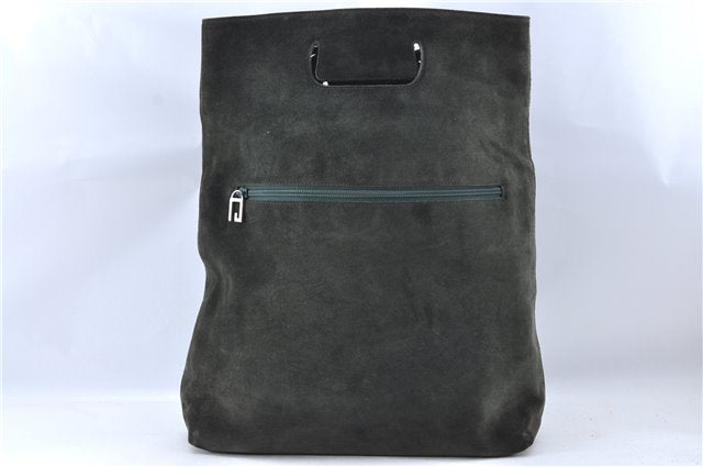 Authentic GUCCI Vintage Tote Hand Bag Suede Leather Green Junk 2831E