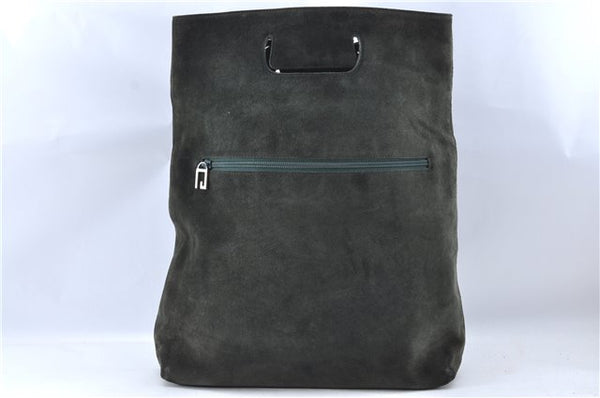 Authentic GUCCI Vintage Tote Hand Bag Suede Leather Green Junk 2831E