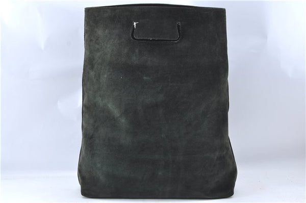 Authentic GUCCI Vintage Tote Hand Bag Suede Leather Green Junk 2831E