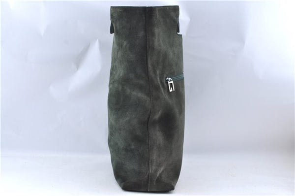 Authentic GUCCI Vintage Tote Hand Bag Suede Leather Green Junk 2831E