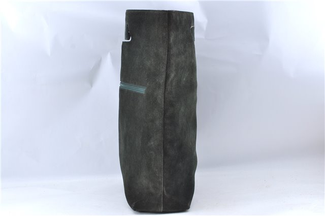 Authentic GUCCI Vintage Tote Hand Bag Suede Leather Green Junk 2831E