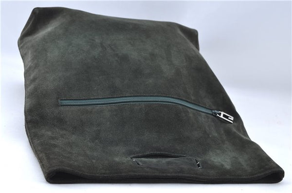 Authentic GUCCI Vintage Tote Hand Bag Suede Leather Green Junk 2831E
