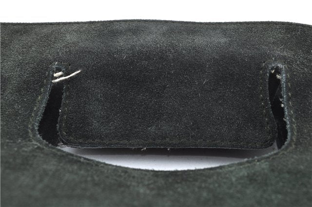 Authentic GUCCI Vintage Tote Hand Bag Suede Leather Green Junk 2831E