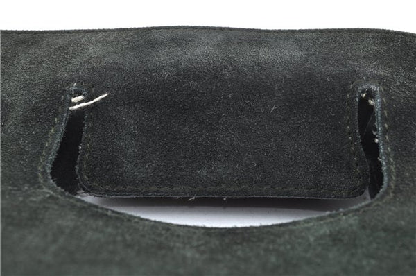 Authentic GUCCI Vintage Tote Hand Bag Suede Leather Green Junk 2831E