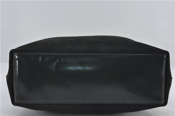 Authentic GUCCI Vintage Tote Hand Bag Suede Leather Green Junk 2831E