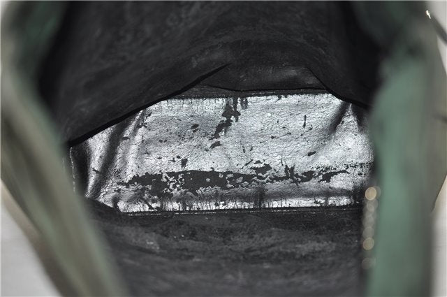 Authentic GUCCI Vintage Tote Hand Bag Suede Leather Green Junk 2831E