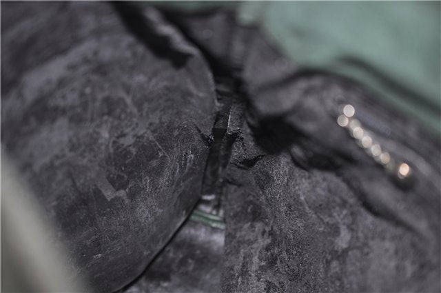 Authentic GUCCI Vintage Tote Hand Bag Suede Leather Green Junk 2831E