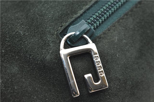 Authentic GUCCI Vintage Tote Hand Bag Suede Leather Green Junk 2831E