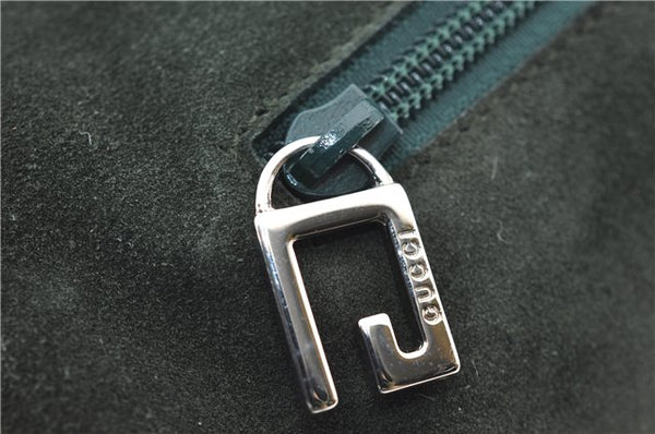 Authentic GUCCI Vintage Tote Hand Bag Suede Leather Green Junk 2831E