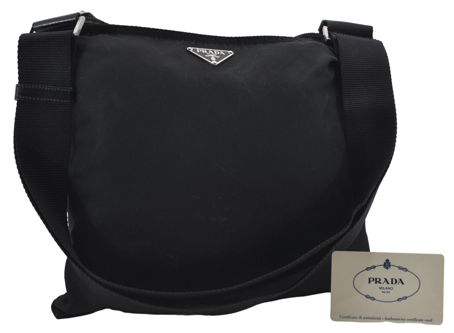 Authentic PRADA Nylon Vela Sport Leather Shoulder Cross Bag BT0175 Black 2832E