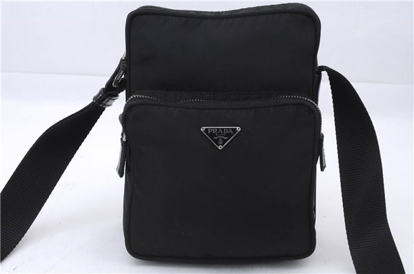 Authentic PRADA Nylon Tessuto Leather Shoulder Cross Body Bag Purse Black 2833E