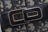 Authentic Christian Dior Trotter Shoulder Bag Canvas Leather Navy Blue CD 2833I