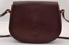 Authentic Cartier Must de Cartier Leather Shoulder Cross Bag Bordeaux Red 2835I