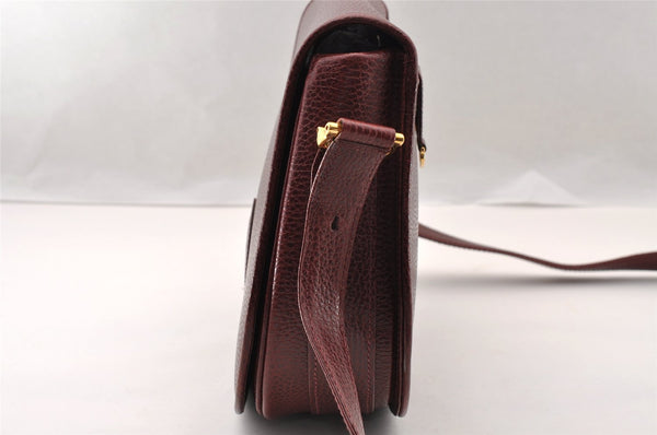 Authentic Cartier Must de Cartier Leather Shoulder Cross Bag Bordeaux Red 2835I