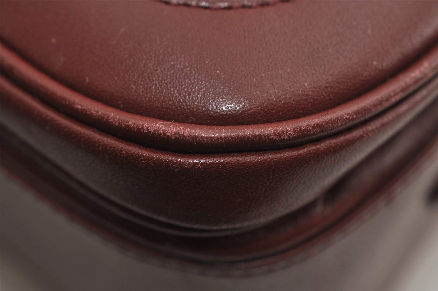 Authentic Cartier Must de Cartier Leather Shoulder Bag Bordeaux Red 2836I