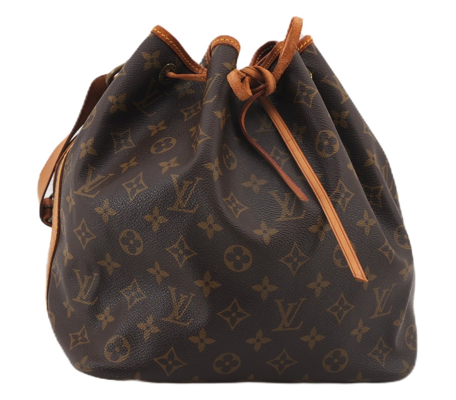 Authentic Louis Vuitton Monogram Petit Noe M42226 Shoulder Drawstring Bag 2837F