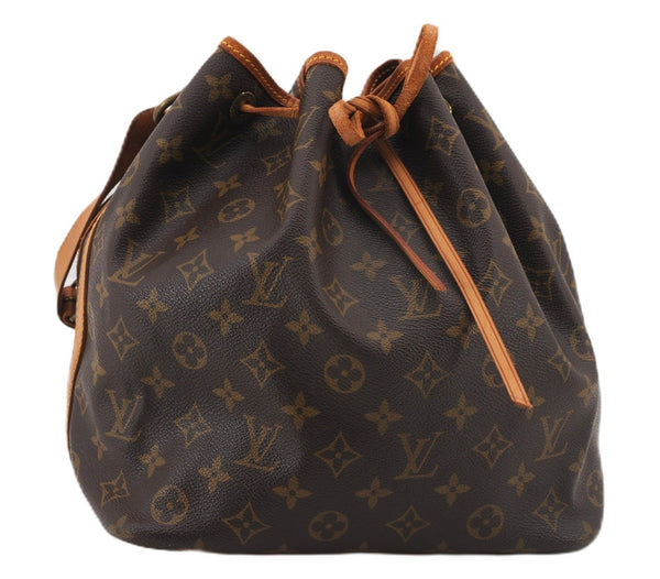 Authentic Louis Vuitton Monogram Petit Noe M42226 Shoulder Drawstring Bag 2837F