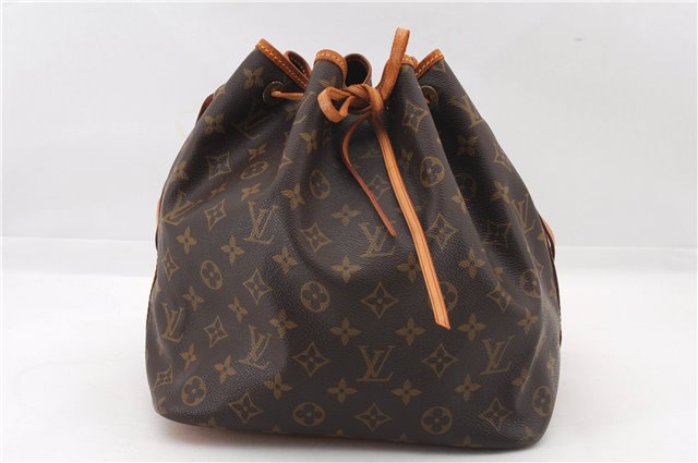 Authentic Louis Vuitton Monogram Petit Noe M42226 Shoulder Drawstring Bag 2837F
