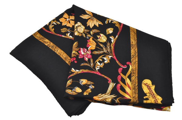 Auth HERMES Carre Geant 140 Scarf "PIERRES d' ORIENT" Cashmere Silk Black 2837I