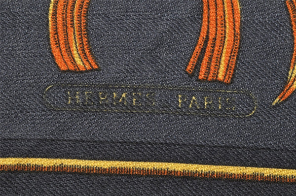 Authentic HERMES Petit Carre 40 Scarf "TIGRE ROYAL" Cashmere Silk Navy 2838I