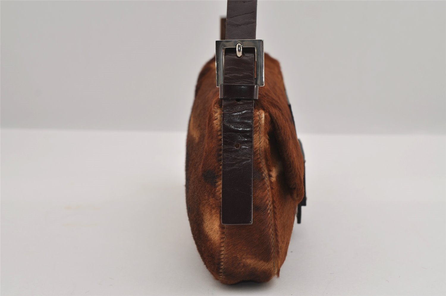 Authentic FENDI Mamma Baguette Shoulder Hand Bag Unborn Calf Leather Brown 2840I
