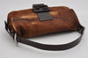 Authentic FENDI Mamma Baguette Shoulder Hand Bag Unborn Calf Leather Brown 2840I