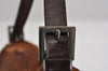 Authentic FENDI Mamma Baguette Shoulder Hand Bag Unborn Calf Leather Brown 2840I