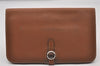 Authentic HERMES Dogon GM Vintage Leather Long Wallet Purse Brown 2841I