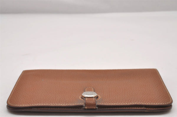 Authentic HERMES Dogon GM Vintage Leather Long Wallet Purse Brown 2841I