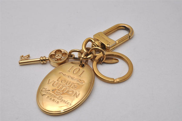 Authentic Louis Vuitton Porte Cles Maison Charm Key Ring Gold M65086 LV 2842I