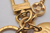 Authentic Louis Vuitton Porte Cles Maison Charm Key Ring Gold M65086 LV 2842I