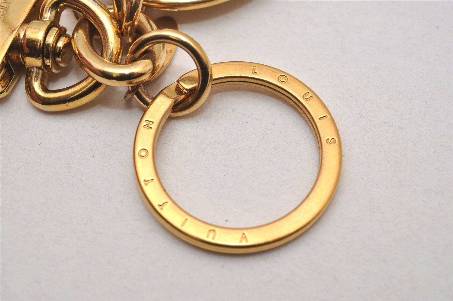 Authentic Louis Vuitton Porte Cles Maison Charm Key Ring Gold M65086 LV 2842I