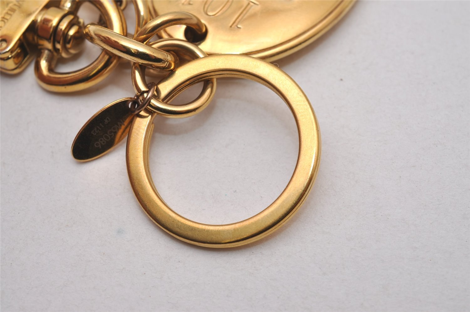 Authentic Louis Vuitton Porte Cles Maison Charm Key Ring Gold M65086 LV 2842I