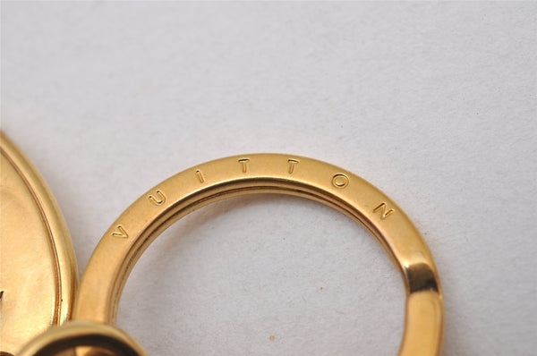 Authentic Louis Vuitton Porte Cles Maison Charm Key Ring Gold M65086 LV 2842I