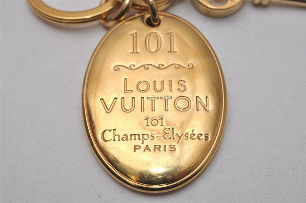 Authentic Louis Vuitton Porte Cles Maison Charm Key Ring Gold M65086 LV 2842I