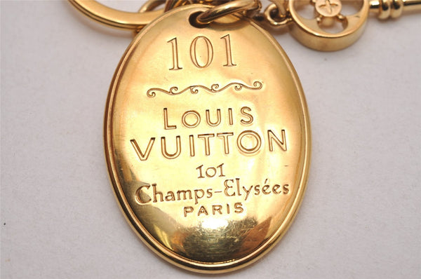 Authentic Louis Vuitton Porte Cles Maison Charm Key Ring Gold M65086 LV 2842I