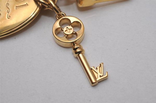 Authentic Louis Vuitton Porte Cles Maison Charm Key Ring Gold M65086 LV 2842I