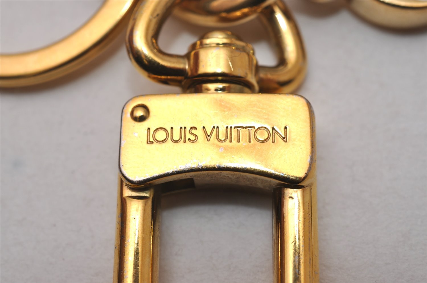 Authentic Louis Vuitton Porte Cles Maison Charm Key Ring Gold M65086 LV 2842I