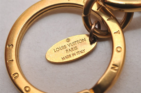Authentic Louis Vuitton Porte Cles Maison Charm Key Ring Gold M65086 LV 2842I