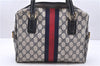 Authentic GUCCI Sherry Line 2Way Hand Bag GG PVC Leather Navy Junk 2844E