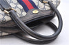 Authentic GUCCI Sherry Line 2Way Hand Bag GG PVC Leather Navy Junk 2844E