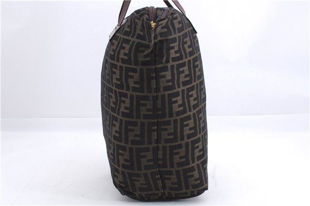 Authentic FENDI Zucca Vintage Tote Hand Bag Nylon Leather Brown 2845E