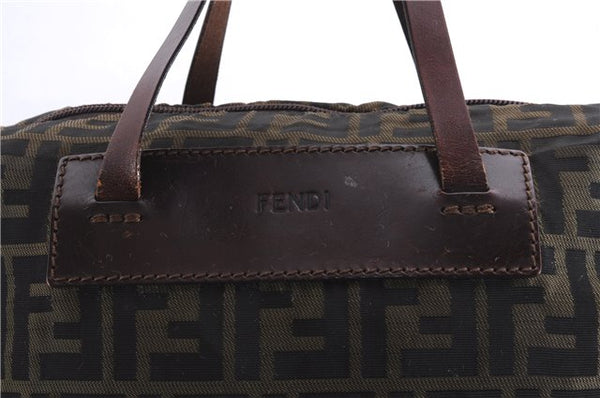 Authentic FENDI Zucca Vintage Tote Hand Bag Nylon Leather Brown 2845E