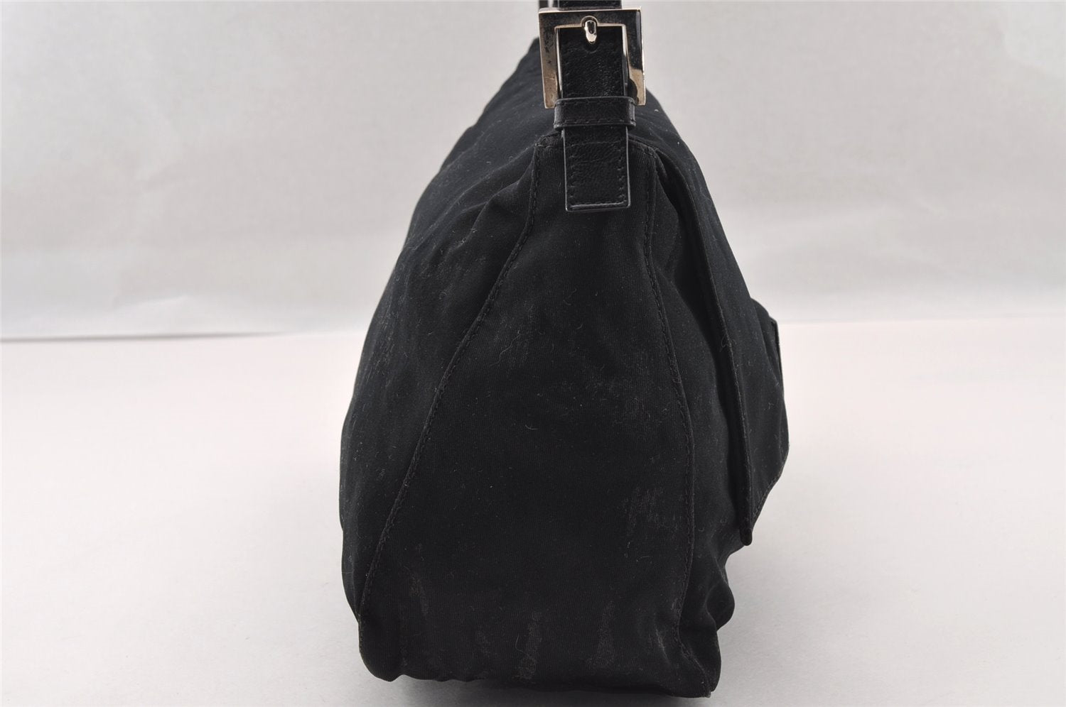 Authentic FENDI Mamma Baguette Shoulder Hand Bag Jersey Leather Black Junk 2845I